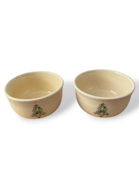 Set of 2 Fiesta Christmas Tree Soup Cereal Bowls 6" Ivory Retired USA
